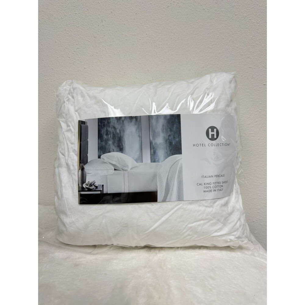 Hotel Collection Italian Percale Cotton KING Fitted & Flat Sheets White / White